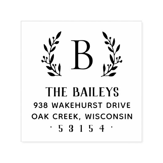 Rustieke tak familie monogram adres stempel (Design)