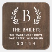 Rustieke tak familie Monogram retour adres label (Voorkant)