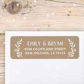 Rustieke tak Faux Kraft bruiloft retouradres Etiket