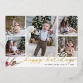 Rustieke tak | Gelukkig feest foto collage Folie Feestdagenkaart (Voorkant)