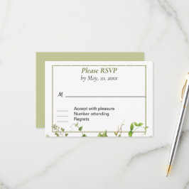 Rustieke tak groen antwoordkaart RSVP kaartje