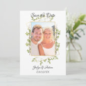 Rustieke tak groene trouw uitnodiging (Staand voorkant)