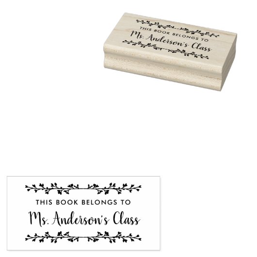 Rustieke tak leraar Bookplate Label Rubberstempel (Gestempeld)