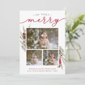 Rustieke tak | Vakantiefotocollagekaart Feestdagenkaart (Staand voorkant)