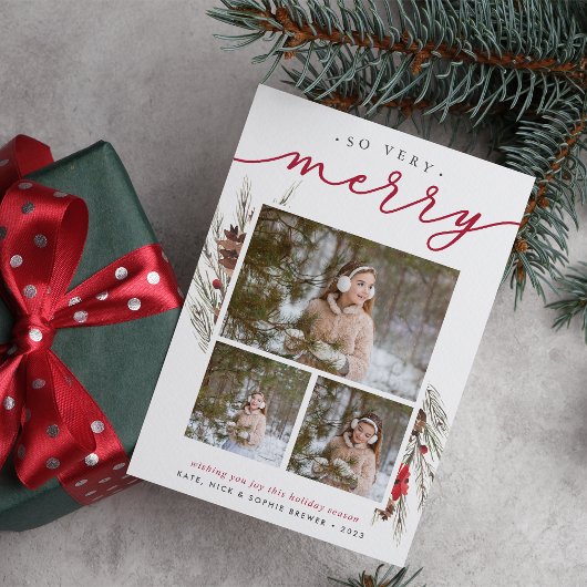 Rustieke tak | Vakantiefotocollagekaart Feestdagenkaart