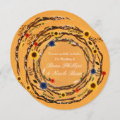 Rustieke takken & bloemengele bruiloft uitnodiging (Voorkant / Achterkant)