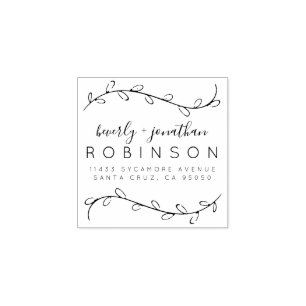 Rustieke takken & Elegant Script Retouradres Rubberstempel