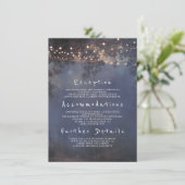 Rustieke takken en lichten bruiloft details invoeg informatiekaartje (Staand voorkant)