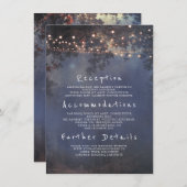 Rustieke takken en lichten bruiloft details invoeg informatiekaartje (Voorkant / Achterkant)