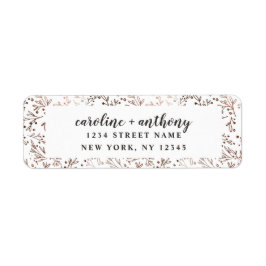 Rustieke takken koper bruiloft retour adres etiket