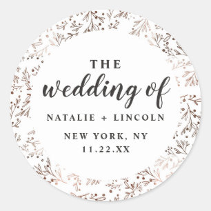 Rustieke takken koperen Folie herfst herfst bruilo Ronde Sticker