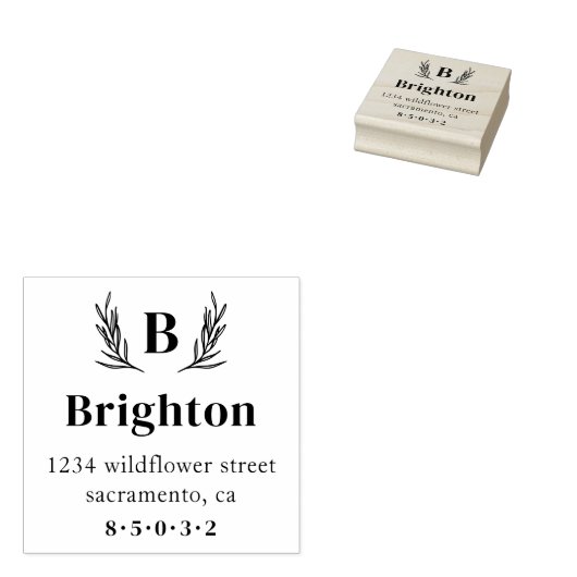 Rustieke takken Monogram retouradres Rubberstempel (Gestempeld)