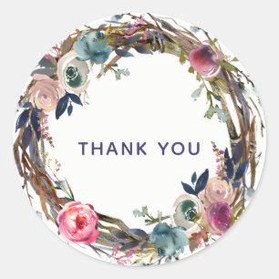 Rustieke takken Sticks Bloemenkrans Modern Chic Ronde Sticker