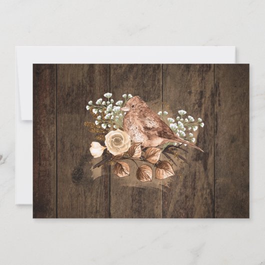 Rustieke Tan Bird Wood Country Wedding Dank u Bedankkaart (Achterkant)