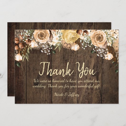 Rustieke Tan Bird Wood Country Wedding Dank u Bedankkaart (Voorkant / Achterkant)