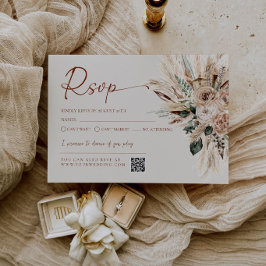Rustieke Tan Boho Trouw RSVP Kaart Respons QR Code