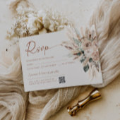 Rustieke Tan Boho Trouw RSVP Kaart Respons QR Code