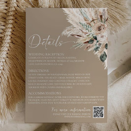 Rustieke Tan Boho Trouwkaart Details Bijlage Notitiekaartje