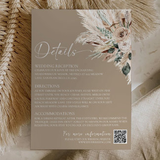 Rustieke Tan Boho Trouwkaart Details Bijlage Notitiekaartje