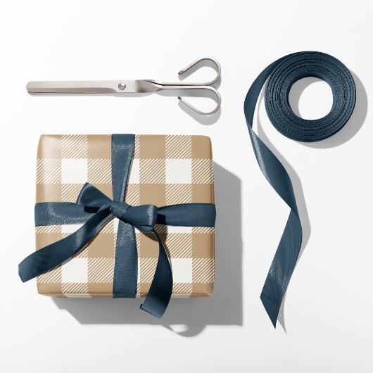 Rustieke Tan Buffalo Plaid Cadeaupapier
