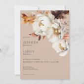 Rustieke Tan Cream & Bruine Herfst Bloemen & Blade Kaart (Voorkant)