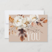 Rustieke Tan Cream & Bruine Herfst Bloemenbruiloft Bedankkaart (Voorkant)