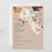 Rustieke Tan & Cream Herfst Bloemen & bladeren Bru Kaart (Voorkant)