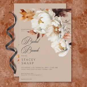 Rustieke Tan & Cream Herfst Bloemen & bladeren Bru Kaart
