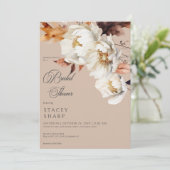 Rustieke Tan & Cream Herfst Bloemen & Bladeren Dou Kaart (Staand voorkant)