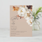 Rustieke Tan Cream Herfst In Love Floral Vrijgezel Kaart (Staand voorkant)