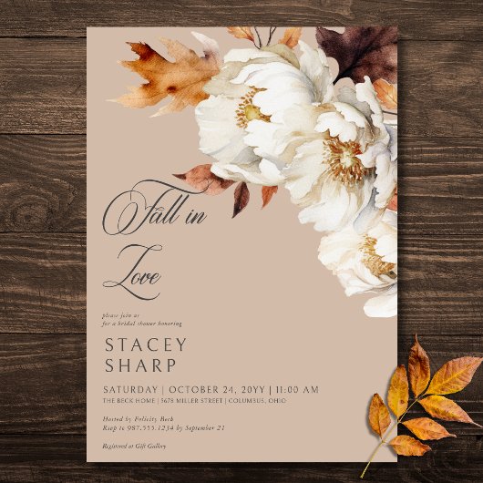 Rustieke Tan Cream Herfst In Love Floral Vrijgezel Kaart