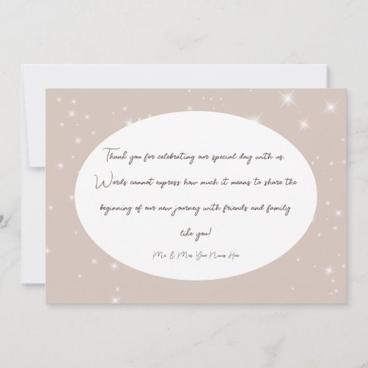 Rustieke Tan Pine Winter Sparkle Bruiloft Bedankkaart (Achterkant)