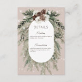 Rustieke Tan Pine Winter Sparkle Details Bruiloft Informatiekaartje (Voorkant)