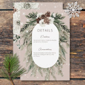 Rustieke Tan Pine Winter Sparkle Details Bruiloft Informatiekaartje