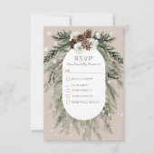 Rustieke Tan Pine Winter Sparkle Twee Diner RSVP Kaartje (Voorkant)