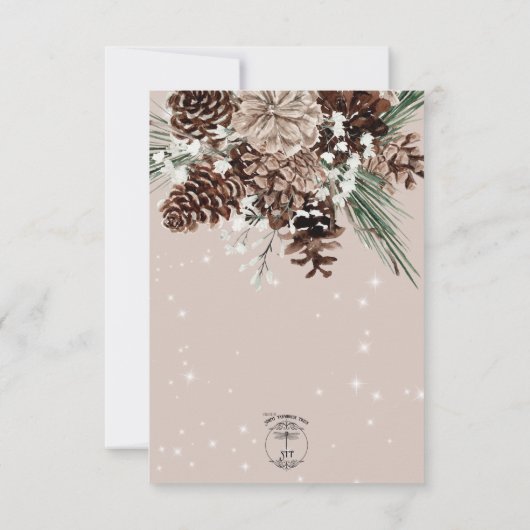Rustieke Tan Pine Winter Sparkle Twee Diner RSVP Kaartje (Achterkant)