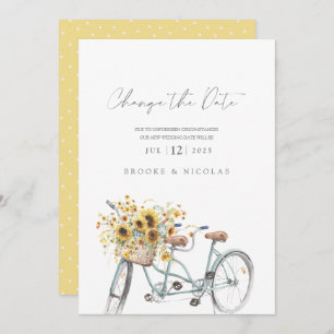 Rustieke Tandem Fiets Zonnebloem Waterverf Bruilof Save The Date