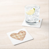 rustieke tartan in een hartvorm Modern bruin Kartonnen Onderzetters (Insitu)