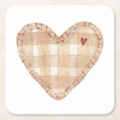 rustieke tartan in een hartvorm Modern bruin Kartonnen Onderzetters (Voorkant)