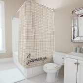  rustieke tartan plaid beige grijs naam douchegordijn (In situ)