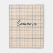 rustieke tartan plaid beige grijs naam fleece deken (Voorkant)