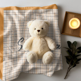 rustieke tartan plaid oranje grijsnaam fleece deken