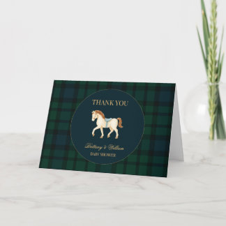 Rustieke Tartan Plaid Paard Baby Shower Bedankkaart