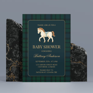 Rustieke Tartan Plaid Paard Baby Shower Kaart