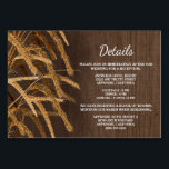 Rustieke tarwe bruiloft receptie Accommodatie Kaar Kaart<br><div class="desc">Rustic Wheat   Country Hay Wedding Reception & Hotel Accommodation Kaarten - voeg deze detailkaarten toe om uw gasten te informeren over uw ontvangstlocatie,  de ontvangsttijdlijn en hotelinformatie om de planning te vergemakkelijken.</div>