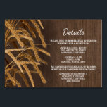 Rustieke tarwe bruiloft receptie Accommodatie Kaar Kaart<br><div class="desc">Rustic Wheat   Country Hay Wedding Reception & Hotel Accommodation Kaarten - voeg deze detailkaarten toe om uw gasten te informeren over uw ontvangstlocatie,  de ontvangsttijdlijn en hotelinformatie om de planning te vergemakkelijken.</div>
