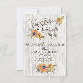Rustieke Tarwe Zonnebloem Huwelijksuitnodiging Bedankkaart (Voorkant)