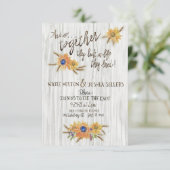 Rustieke Tarwe Zonnebloem Huwelijksuitnodiging Bedankkaart (Staand voorkant)