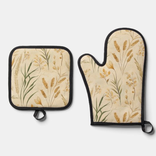 Rustieke Tarwevelden Oven Mitt en Pot Holder Set (Voorkant)