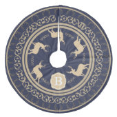 Rustieke Taupe Herten Antlers en Bucks | Monogram Fleece Kerstboom Rok (Voorkant)